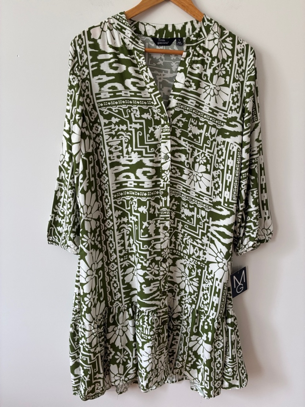 NWT Mlle Gabrielle Floral Rayon Dress Size L